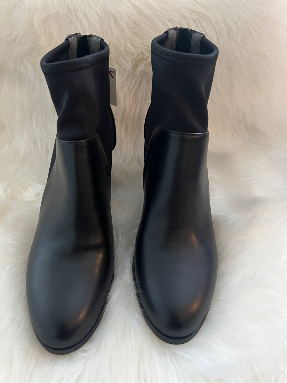 Adrienne Vittadini Black Stretch Ankle Booties